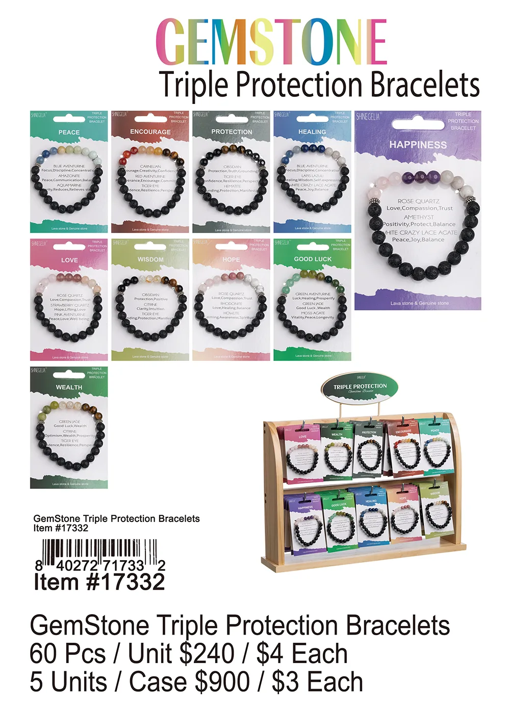 GemStone Triple Protection Bracelets